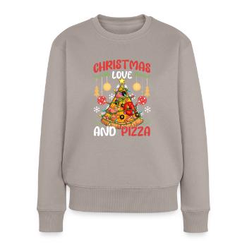 Pizza Junk Food funny saying Christmas, Love - Women's Premium Organic Jumper - taupe - Front - Julia (174cm)