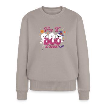 Pre K Boo Crew - Frauen Premium Bio Pullover - Taupe - Vorne - Julia (174cm)