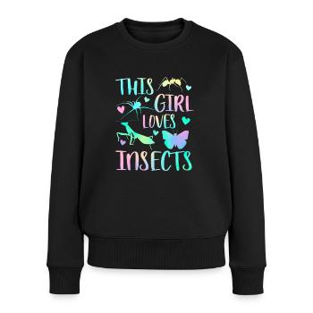 Dieses Mädchen liebt Insekten - Frauen Premium Bio Pullover - Schwarz - Vorne - Julia (174cm)