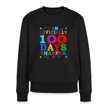 100e jour plus précis 100 jours d’école - Pull Premium bio Femme - noir - Devant - Julia (174cm)