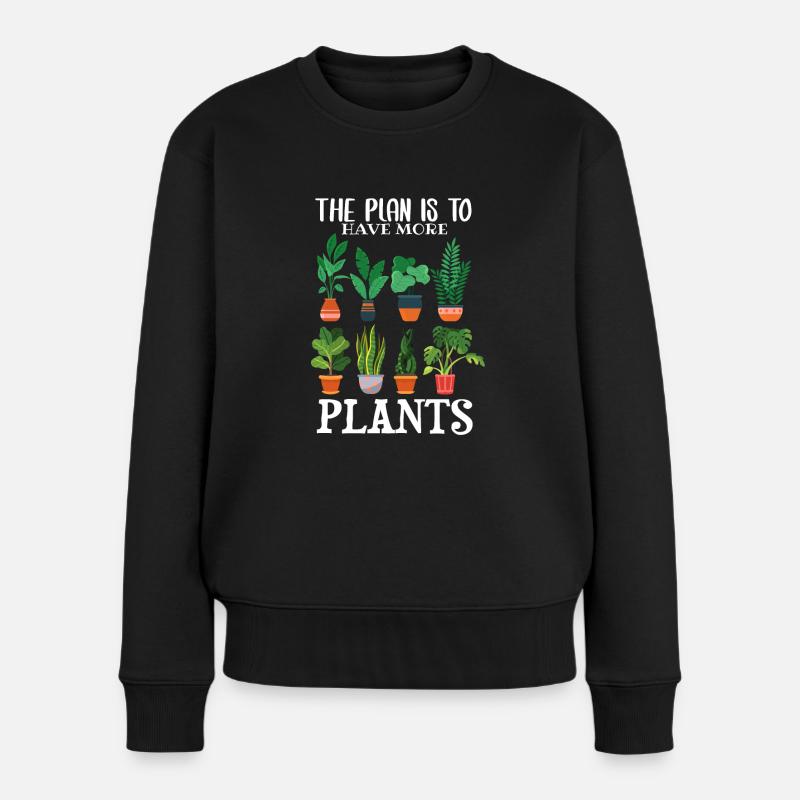 The plan is to have more plants - Frauen Premium Bio Pullover - Schwarz