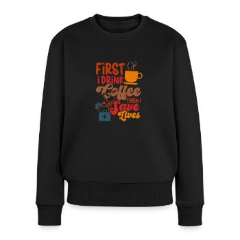 Krankenschwester Krankenpflege Klinik Sanitäter - Frauen Premium Bio Pullover - Schwarz - Vorne - Julia (174cm)