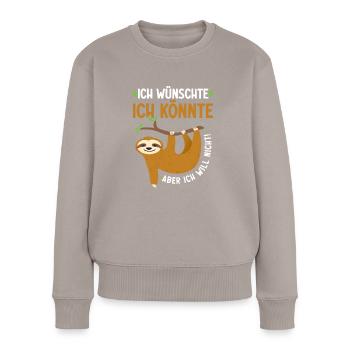 Faultier Arbeitskollegen Büro Spruch - Frauen Premium Bio Pullover - Taupe - Vorne - Julia (174cm)