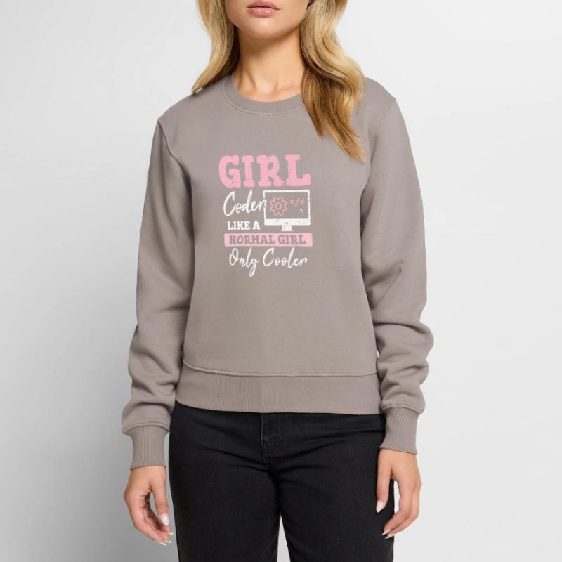 Funny Girl Coder Computer Programming Code Web Dev Frauen Premium Bio Pullover
