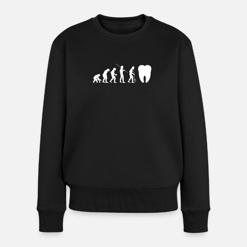 Evolution Zahnarzt Shirt Geschenk - Frauen Premium Bio Pullover - Schwarz