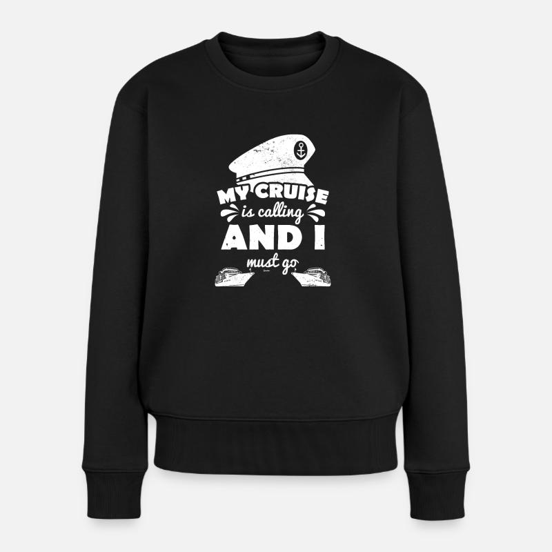 Kapitän Boot Meer lustiger Spruch - Frauen Premium Bio Pullover - Schwarz