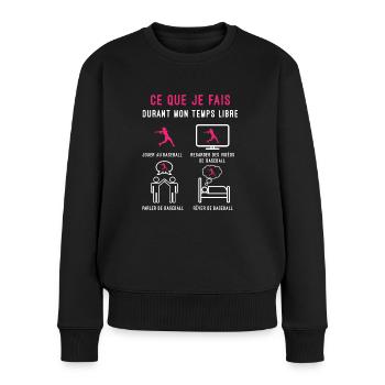 baseball temps libre cadeau batteuse femme - Pull Premium bio Femme - noir - Devant - Julia (174cm)