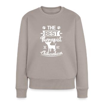 Le meilleur thérapeute est mon chihuahua - Pull Premium bio Femme - taupe - Devant - Julia (174cm)
