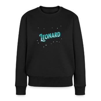 Leonard nom personnalisé - Pull Premium bio Femme - noir - Devant - Julia (174cm)