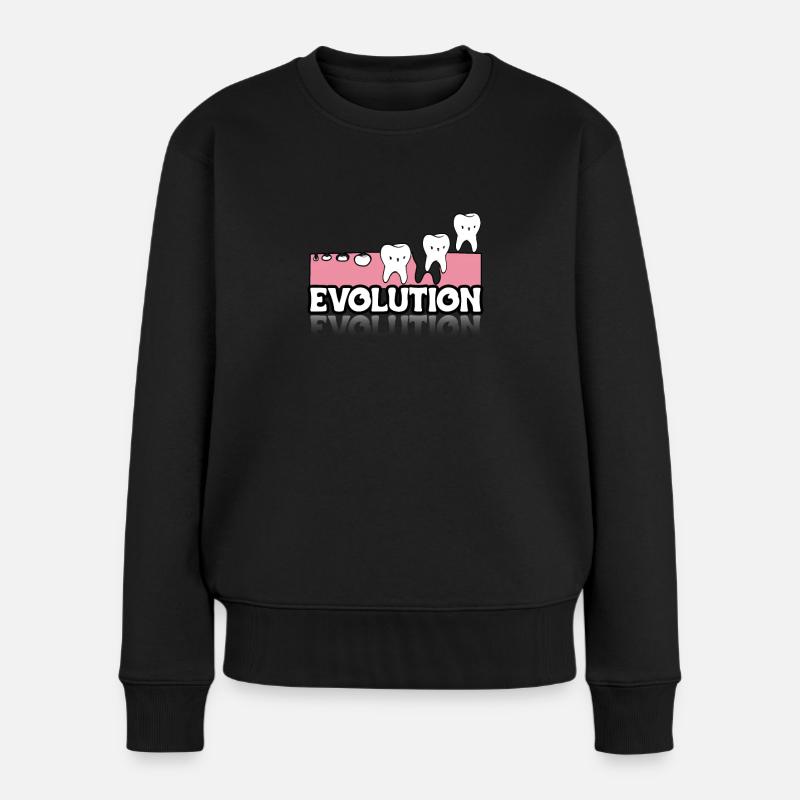 Evolution Zahnarzt Shirt Geschenk - Frauen Premium Bio Pullover - Schwarz