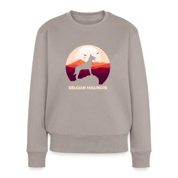 Malinois Belgischer Schäferhund - Frauen Premium Bio Pullover - Taupe - Vorne - Julia (174cm)