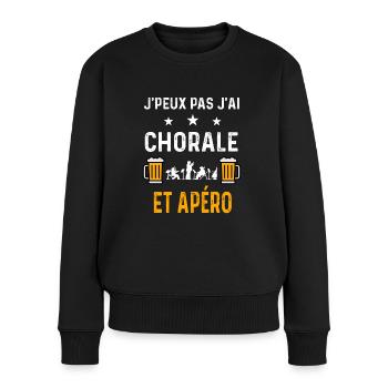 je peux pas j'ai chorale music et apéro - Pull Premium bio Femme - noir - Devant - Julia (174cm)