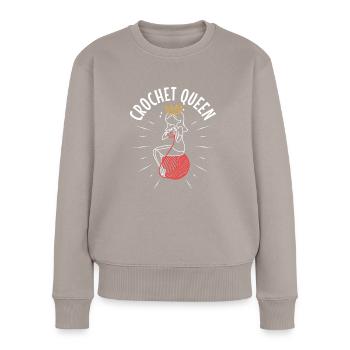 Crochet queen - Frauen Premium Bio Pullover - Taupe - Vorne - Julia (174cm)