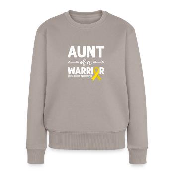 Tante D’un guerrier, Ruban Jaune Spina Bifida - Pull Premium bio Femme - taupe - Devant - Julia (174cm)