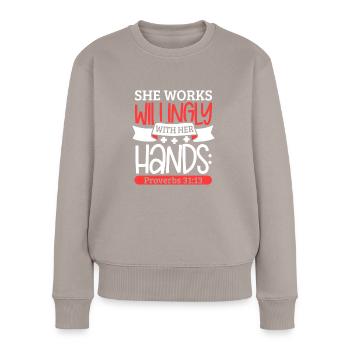 Krankenschwester Krankenpflege Klinik Sanitäter - Frauen Premium Bio Pullover - Taupe - Vorne - Julia (174cm)