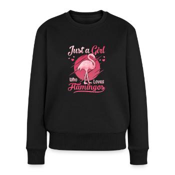 Just a girl we loves Flamingos - Pull Premium bio Femme - noir - Devant - Julia (174cm)