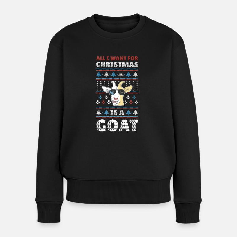 Christmas Goat Hässlicher Weihnachtspulli Geschenk - Frauen Premium Bio Pullover - Schwarz