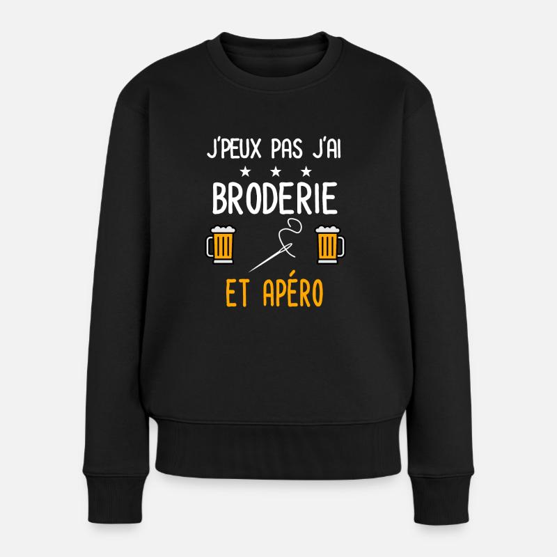 je peux pas broderie - Pull Premium bio Femme - noir