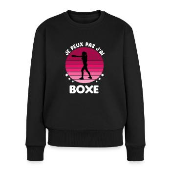 je peux pas j'ai boxe vintage femme - Pull Premium bio Femme - noir - Devant - Julia (174cm)