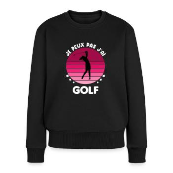 je peux pas j'ai golf vintage femme - Pull Premium bio Femme - noir - Devant - Julia (174cm)