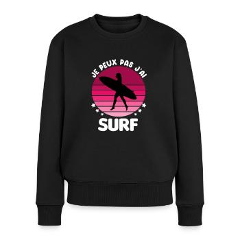 je peux pas j'ai surf board vintage femme - Pull Premium bio Femme - noir - Devant - Julia (174cm)