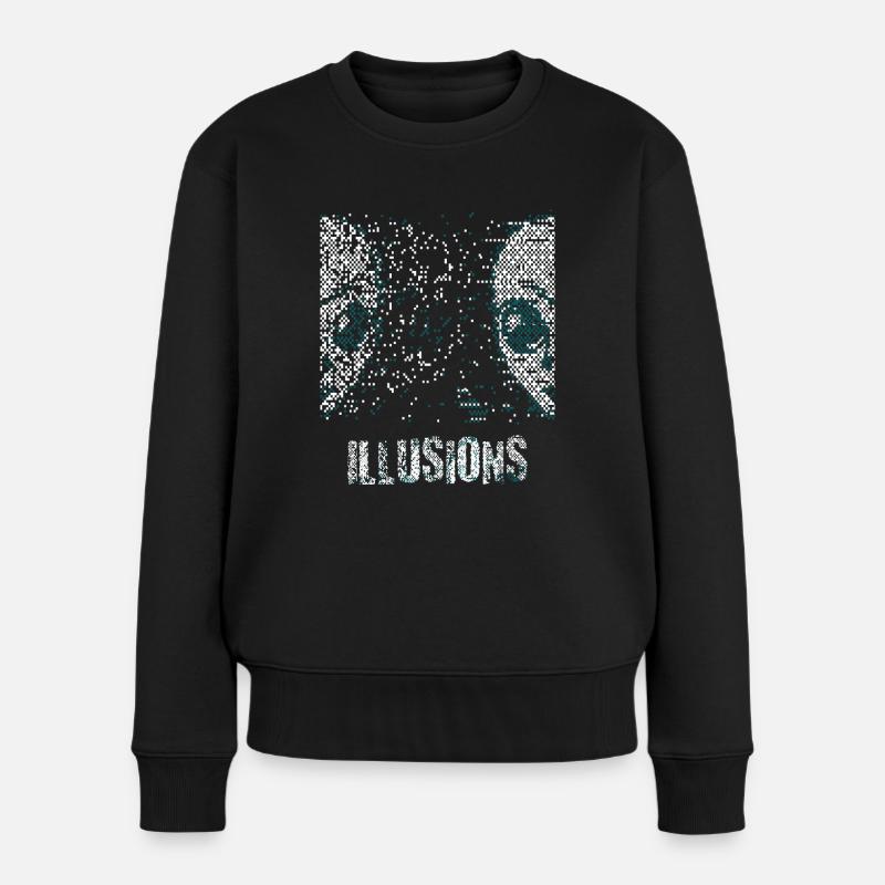 Illusion Alien Pixel Verlauf Illusions - Frauen Premium Bio Pullover - Schwarz