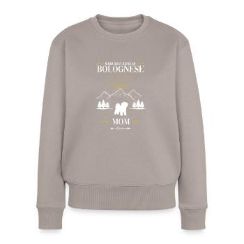 Chien bolognais - Pull Premium bio Femme - taupe - Devant - Julia (174cm)