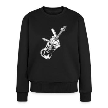 Rock Hand Metal Musik Liebhaber Gitarre - Frauen Premium Bio Pullover - Schwarz - Vorne - Julia (174cm)