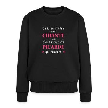 Chiante C'est mon côté Picarde - Pull Premium bio Femme - noir - Devant - Julia (174cm)