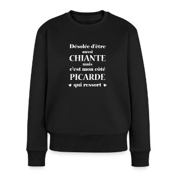 Chiante C'est mon côté Picarde - Pull Premium bio Femme - noir - Devant - Julia (174cm)