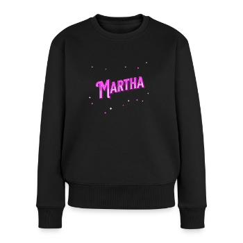 Martha Namen personalisiert - Frauen Premium Bio Pullover - Schwarz - Vorne - Julia (174cm)