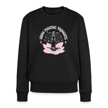 Wachsen Sie Positive Gedanken Blumenmeditation - Frauen Premium Bio Pullover - Schwarz - Vorne - Julia (174cm)