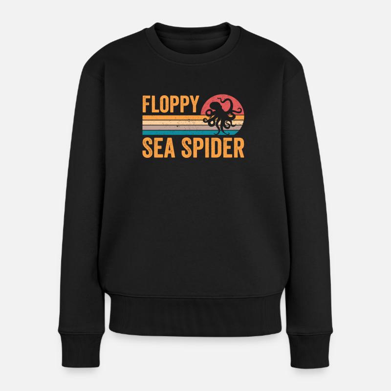 Lustiger Oktopus Floppy Sea Spider Retro - Frauen Premium Bio Pullover - Schwarz