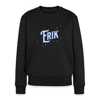 Erik Namen personalisiert - Frauen Premium Bio Pullover - Schwarz - Vorne - Julia (174cm)