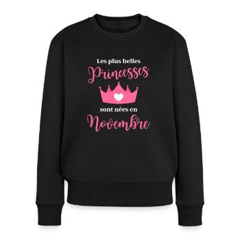 Les Plus Belle Princesse Sont Née en Novembre - Pull Premium bio Femme - noir - Devant - Julia (174cm)