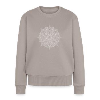 Blumen Mandala - Frauen Premium Bio Pullover - Taupe - Vorne - Julia (174cm)