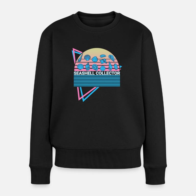 Muschelsammler Retro - Frauen Premium Bio Pullover - Schwarz
