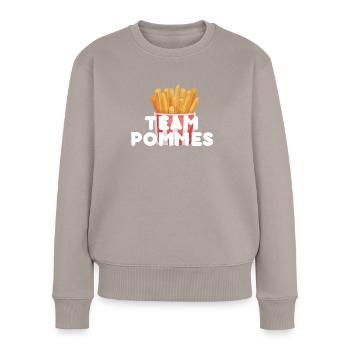 Pommes Fritten Kartoffel Team - Frauen Premium Bio Pullover - Taupe - Vorne - Julia (174cm)