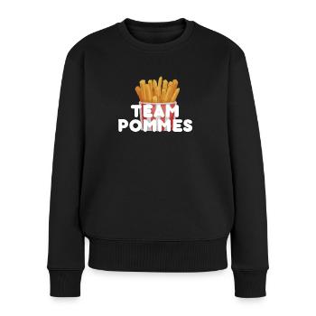 Pommes Fritten Kartoffel Team - Frauen Premium Bio Pullover - Schwarz - Vorne - Julia (174cm)