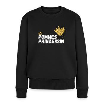 Pommes Prinzessin Fritten Kartoffel - Frauen Premium Bio Pullover - Schwarz - Vorne - Julia (174cm)