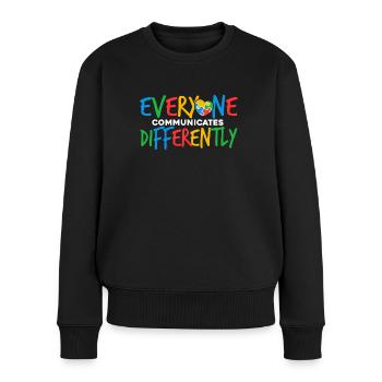 Tout le monde communique différemment - Pull Premium bio Femme - noir - Devant - Julia (174cm)