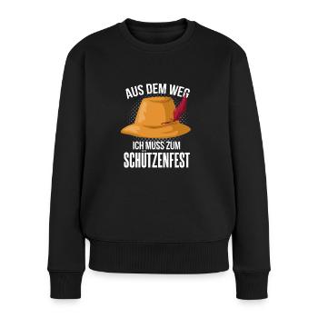 Aus dem Weg ich muss zum Schützenfest - Frauen Premium Bio Pullover - Schwarz - Vorne - Julia (174cm)