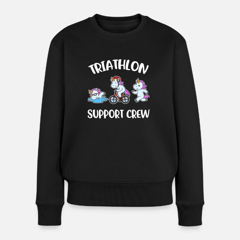 Triathlon Support Crew Triathlon Geschenk - Frauen Premium Bio Pullover - Schwarz
