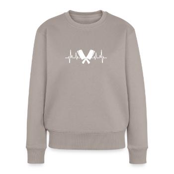 Herzschlag Metzger Mann Humor Geschenkidee - Frauen Premium Bio Pullover - Taupe - Vorne - Julia (174cm)