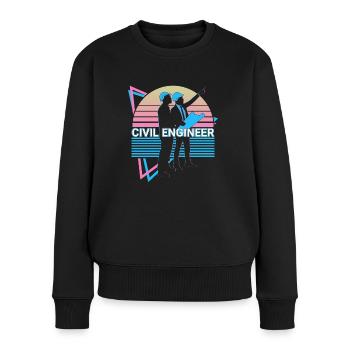 Ingénieur civil Génie civil Rétro - Pull Premium bio Femme - noir - Devant - Julia (174cm)