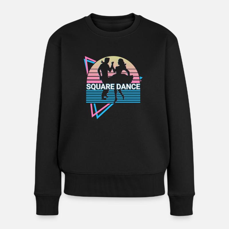 Square Dance Square Dancing Retro - Frauen Premium Bio Pullover - Schwarz