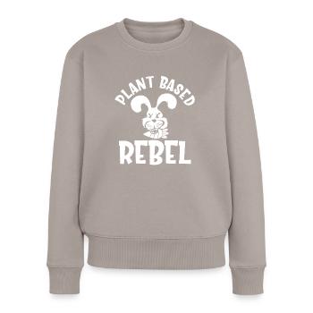 Plant Based Rebel - Frauen Premium Bio Pullover - Taupe - Vorne - Julia (174cm)