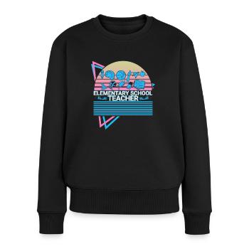 Rétro des enseignants du primaire - Pull Premium bio Femme - noir - Devant - Julia (174cm)