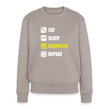 Verteiler Notrufstelle essen schlafen verteilen - Frauen Premium Bio Pullover - Taupe - Vorne - Julia (174cm)