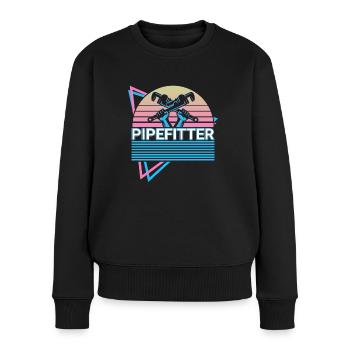 Tuyauterie Installateur de pipeline rétro - Pull Premium bio Femme - noir - Devant - Julia (174cm)